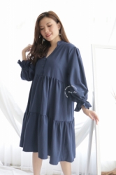 MAMA HAMIL Ruffle Dress Wanita Busui Polos Lengan Panjang Balon Cantik Modis BUSUI Murah MONIQ DRO 1019 19  large